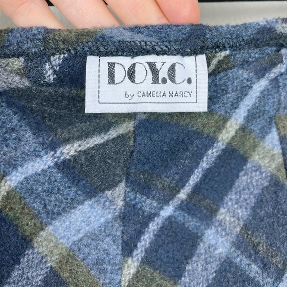 VTG Women's 100% Wool Tulip Hem Plaid Midi Skirt Blue Green Doy.C. By Camellia M - Picture 15 of 16